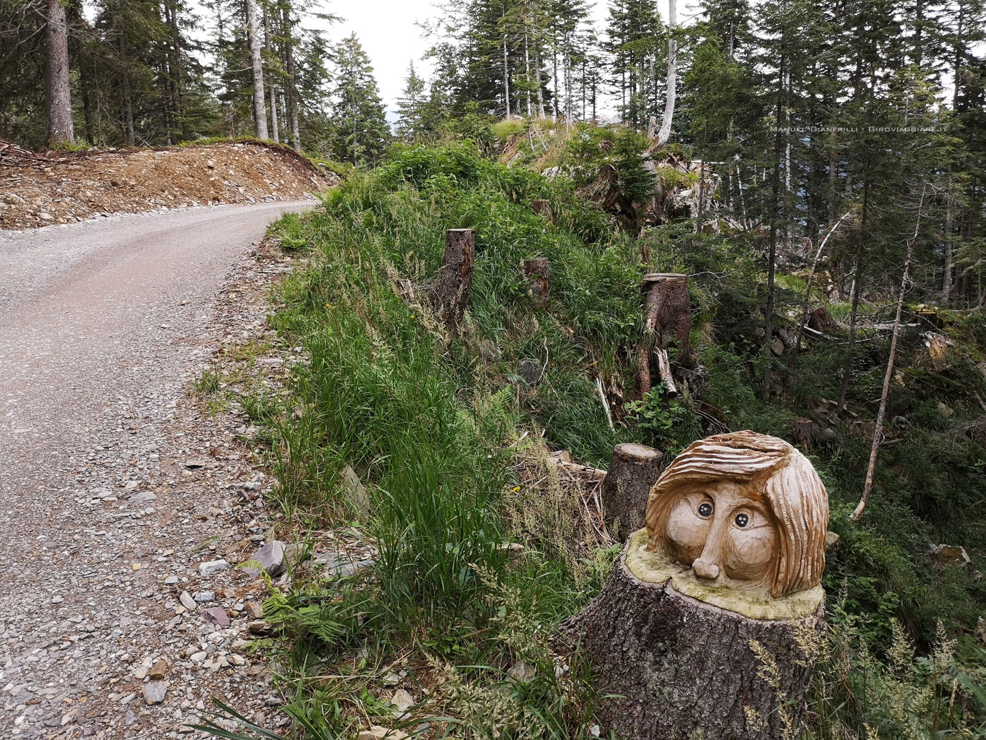 Il sentiero con le statue di legno